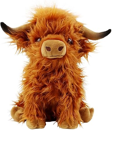 Highland Cow - Animal de peluche realista de vaca de 10.5 pulgadas, juguete de peluche de ganado de granja, regalo de cumpleaños de Navidad para