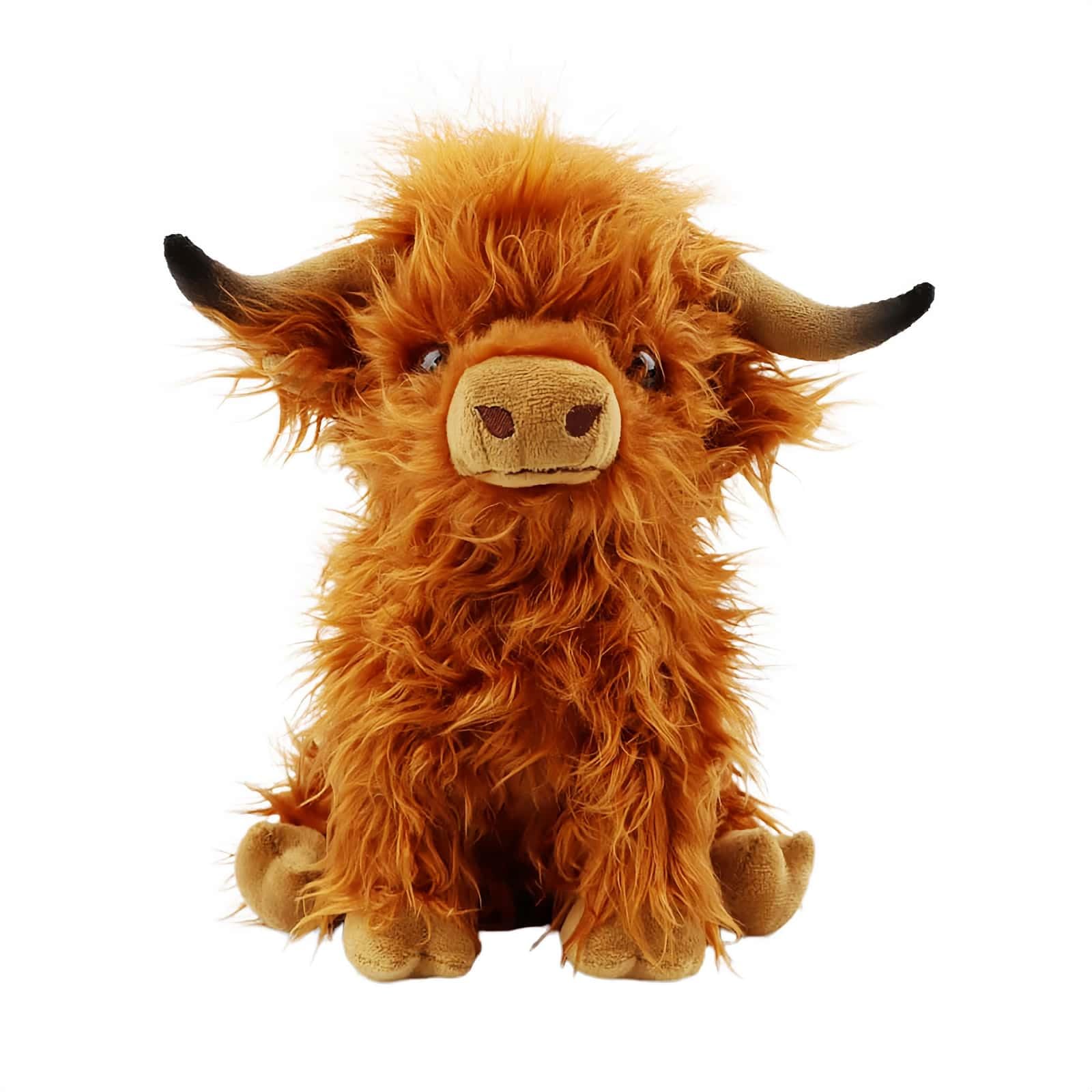 Highland Cow Stuffed Animal, 10.5 inches Realistic Cow Plush Toy (Brown, Kulupu)