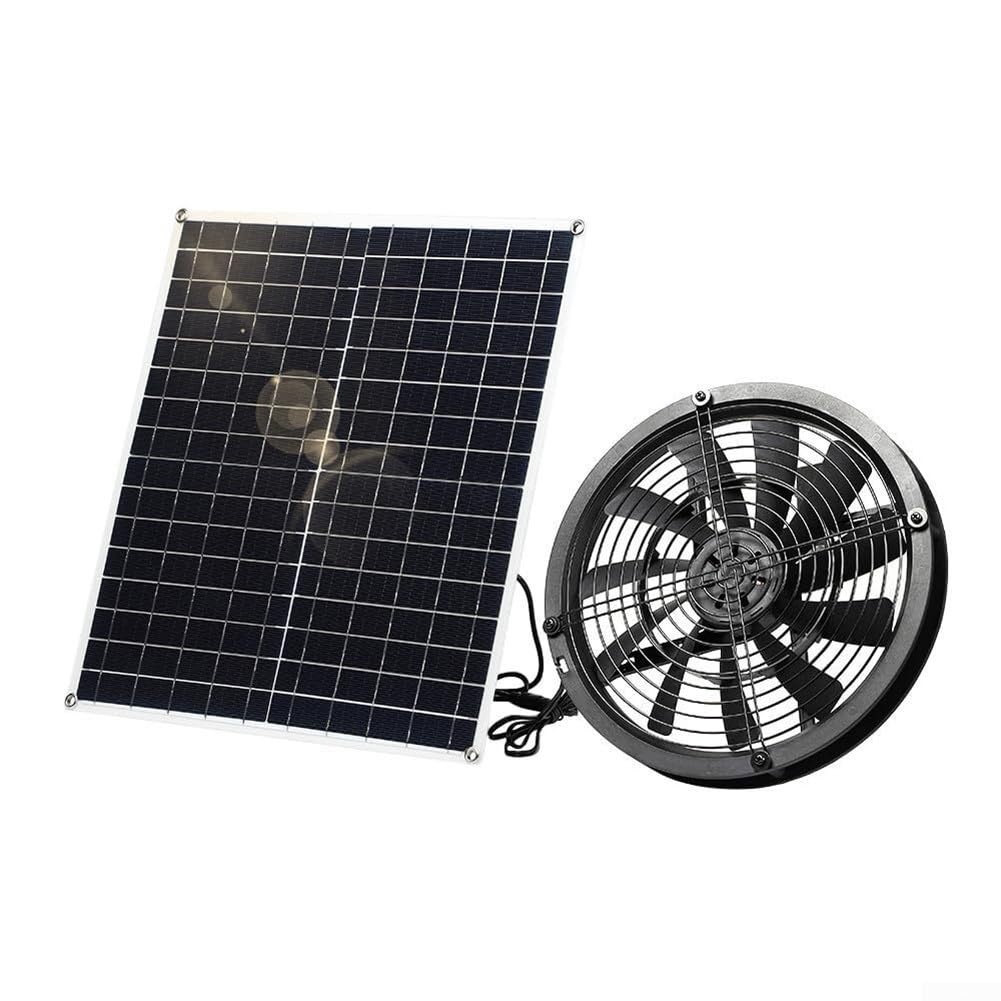 Ventilatore di scarico solare da 20 W con griglia di sicurezza in metallo, kit pannello monocristallino per ventilazione pollaio, circolatore d'aria per serra, raffreddamento casa per animali