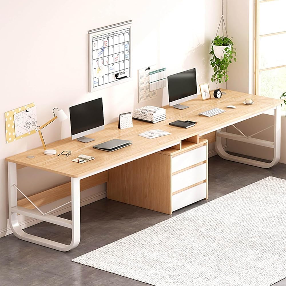Amazon.com: GLDWEY Two Person Office Desk with File Drawer,Large