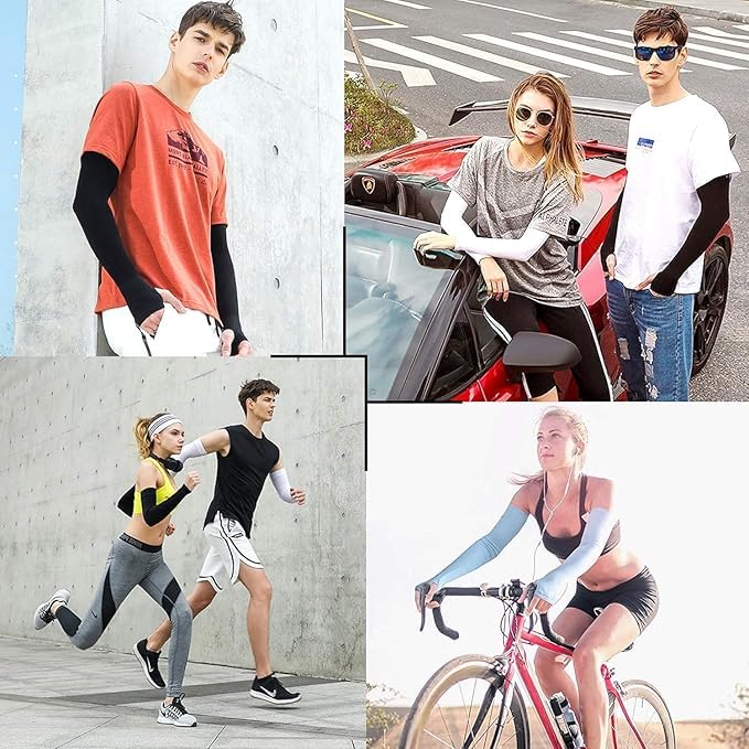 Image of EASYSHOP UV Sun Protection Arm Sleeves for Men & Women, UPF 50 Arm Cover for Biking,Cricket,Cycling, Golf, Outdoor Sports 2 Pair