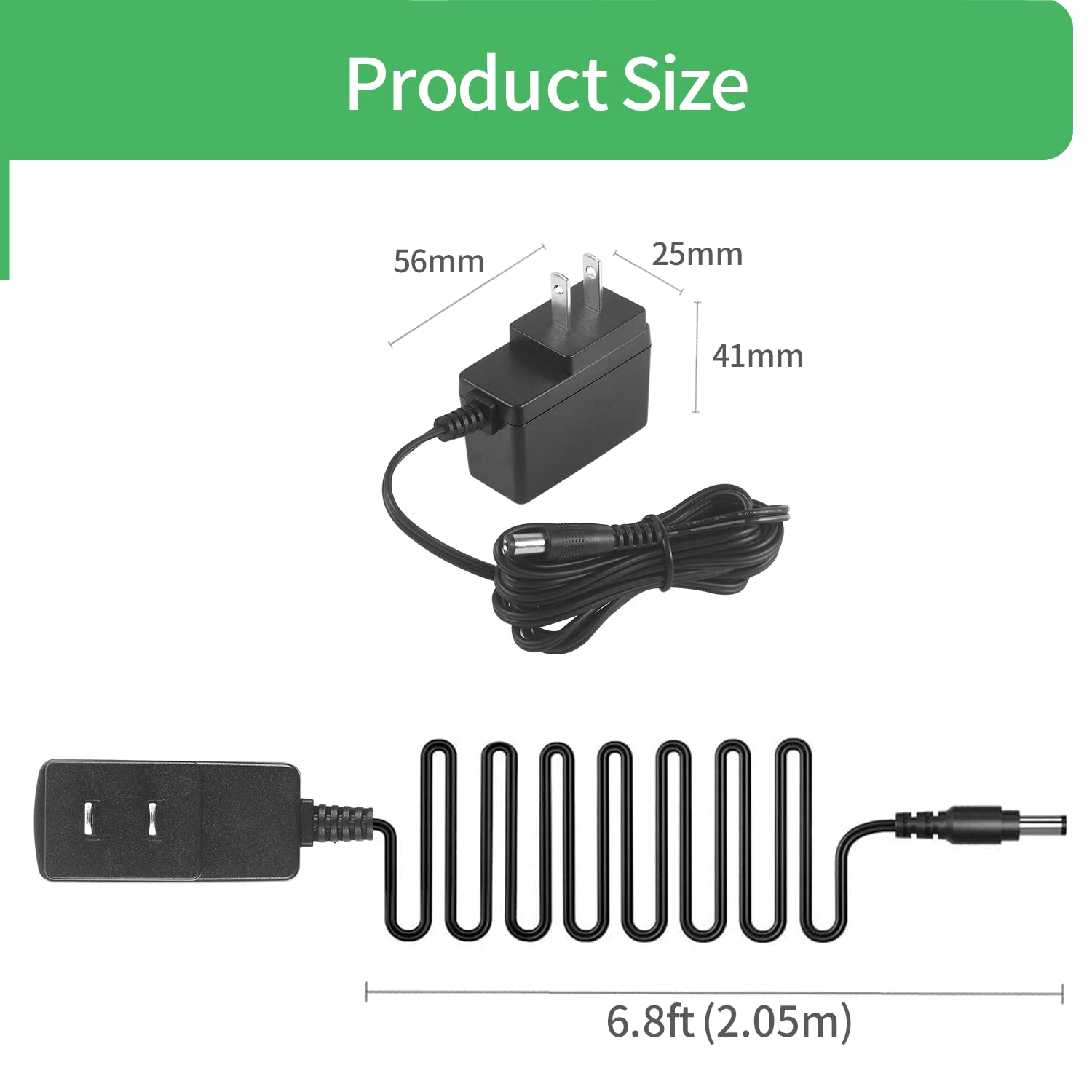 Adaptateur d'alimentation CC 9 V 500 mA pour clavier de piano Casio, adaptateur de pédales d'effets de guitare Boss, alimentation de pédale de guitare 9 V 0,5 A. Certifié UL, négatif central