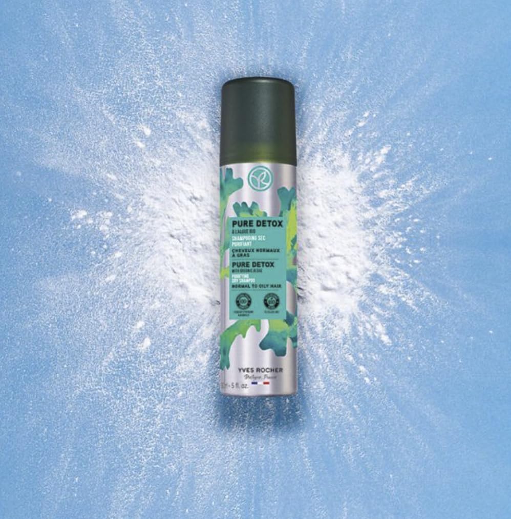 Yves Rocher Pure Detox Dry Shampoo Purifying Refreshing Organic Algae – Set of 2 Volume and Lightness, Invisible Powder Formula 48h Effect 150 ml/5 fl.oz