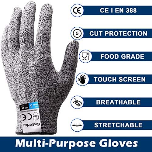 Grebarley Safety Work Gloves,Cut Resistant Gloves,High Performance Level 5 Protection,EN 388 Certified,Full-Fingers Touchscreen,Cutting Protective Gloves for Kitchen, Work and Outdoor (S,1 pair)