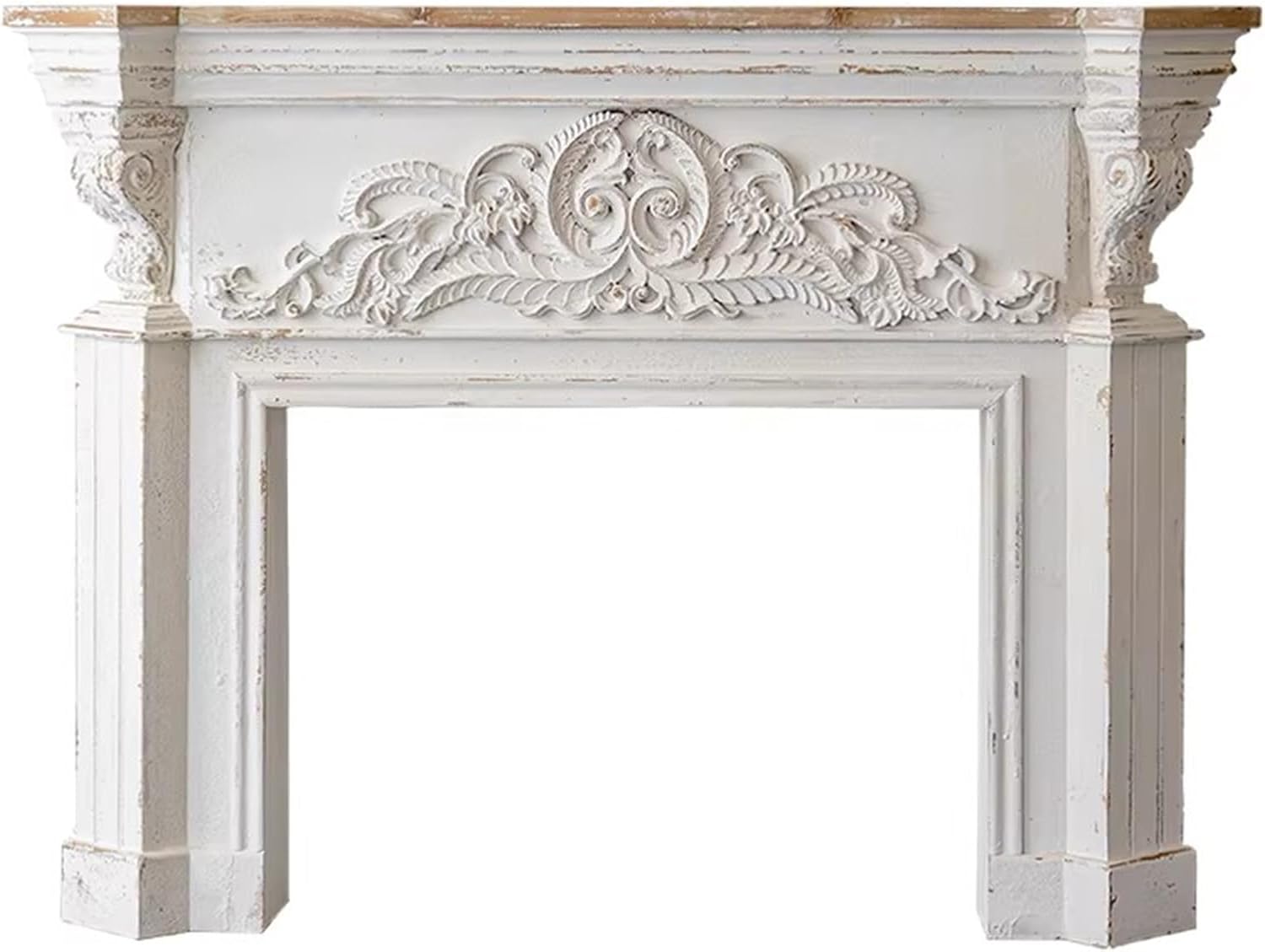 Fireplace Mantel Surround Vintage Distressed Wood Fireplace Mantel Ornate Decorative Surround Frame