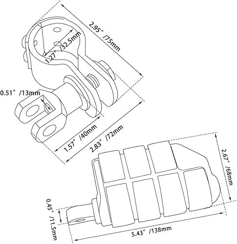 Miniatura 6 de FOVPLUE Estriberas de carretera de 1 pulgada, 1.25 pulgadas, clavija de carretera ajustable con abrazadera para Harley Touring Softail Dyna