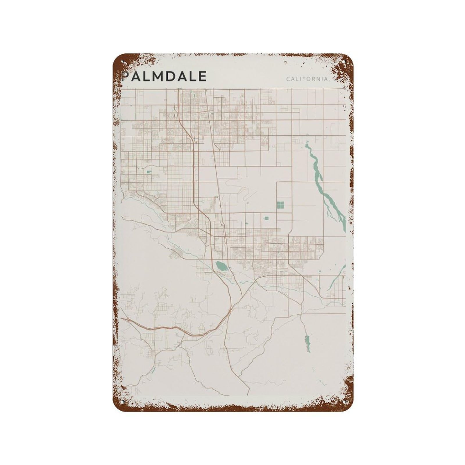 xiaoxiaoshen Palmdale Map California Travel Gift Minimalist Wall Decor Art Metal Tin Poster Modern Home Decor Art Home Bar Shop Decorations Vintage Sign 30x20cm