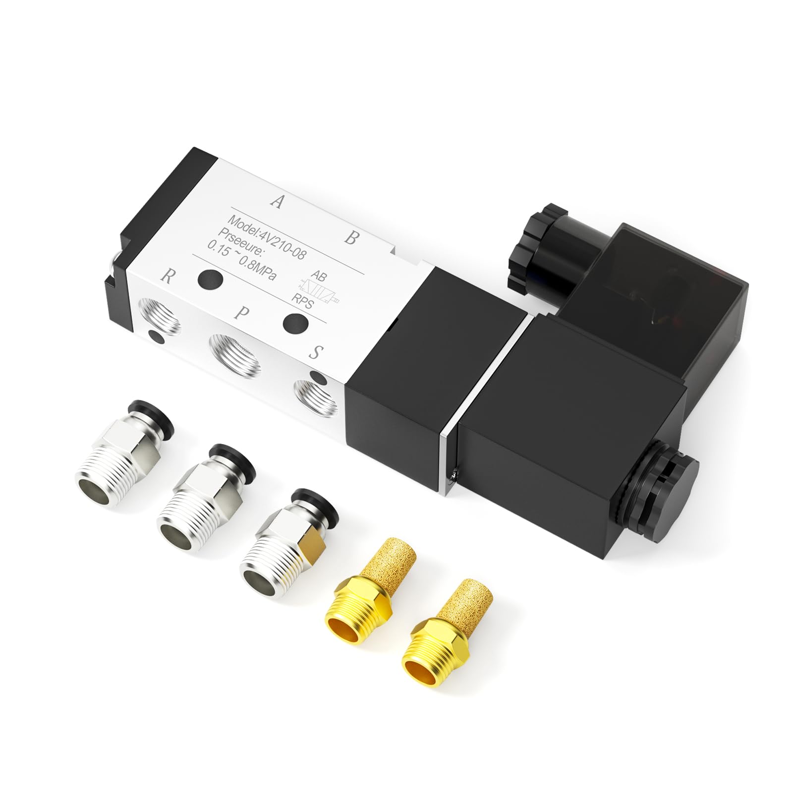 Vanne à air 5 voies 2 positions 4V210-08 AC110V avec boîte jonction