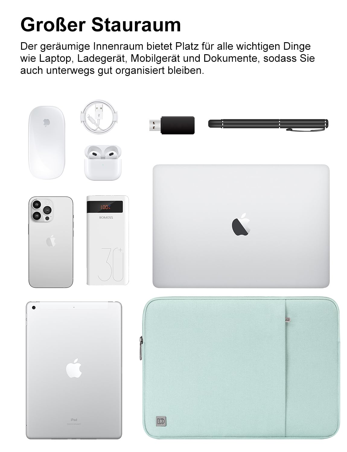 DOMISO Housse Ordinateur 17 Pouces Imperméable Sacoche Protection PC Portable Menthe Verte