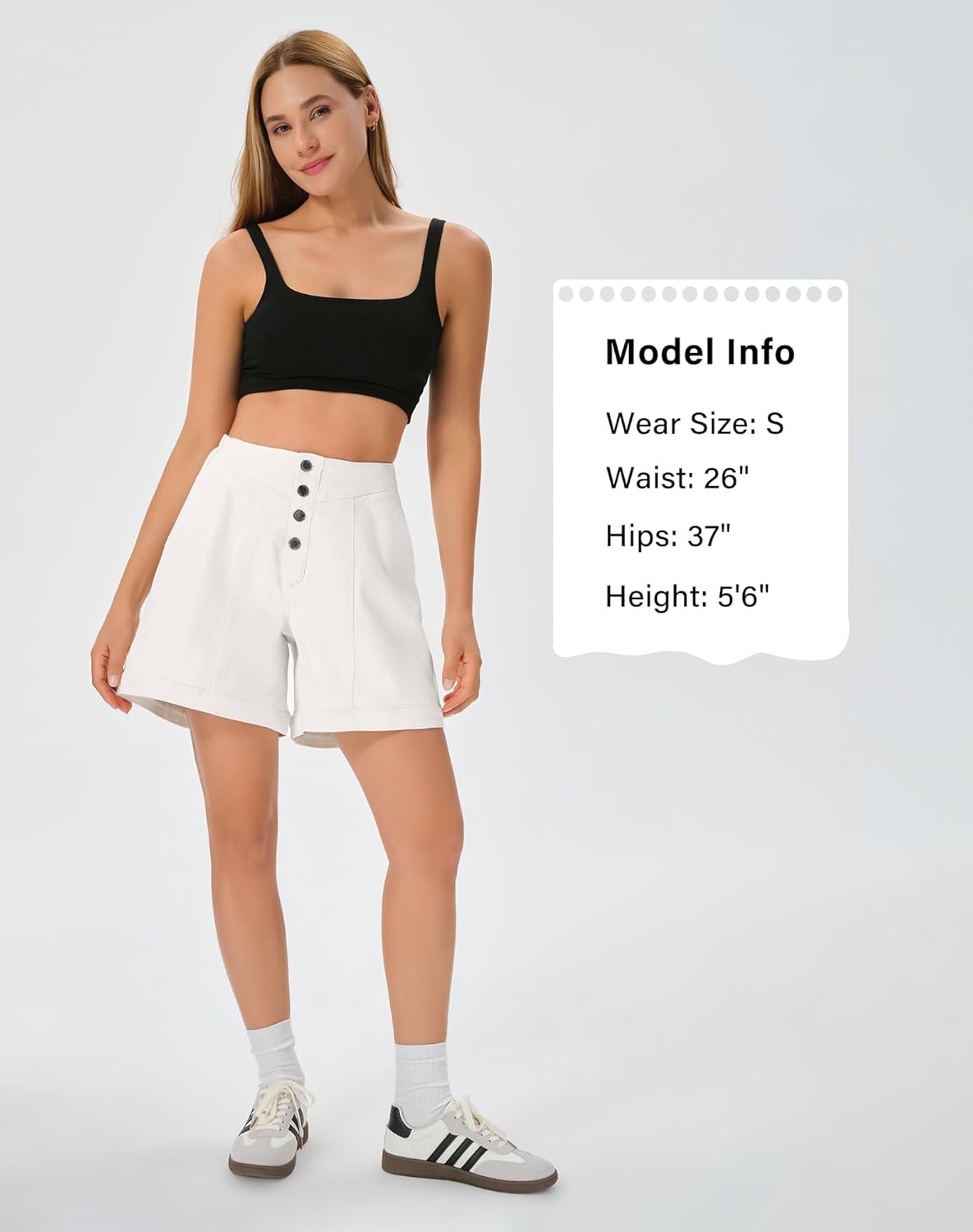 roswear Women's Jean Shorts Stretchy Baggy Half Elastic Waist with Button Fly - Image 4