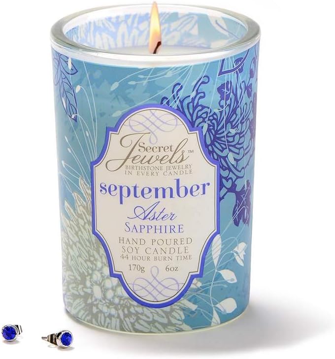 September Birthstone 6 Oz. Candle Jar, Aster Scent, Sapphire