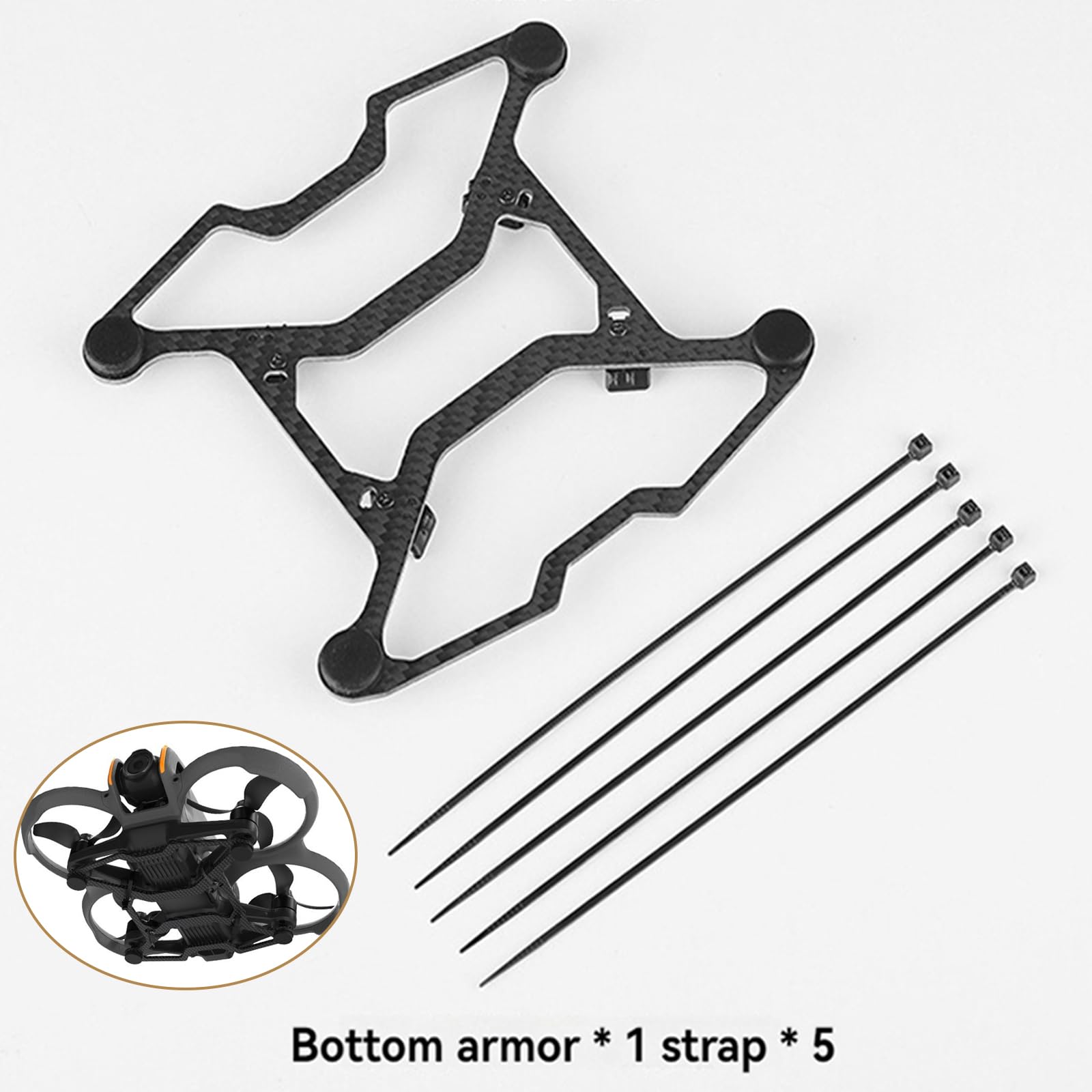 AVATA 2 Carbon Fiber Chassis Armor Protection Plate, Anti-Collision Bottom Armor with Retaining Strap Drone Accessories for DJI AVATA 2, Corrosion Resistance & Wear Resistance