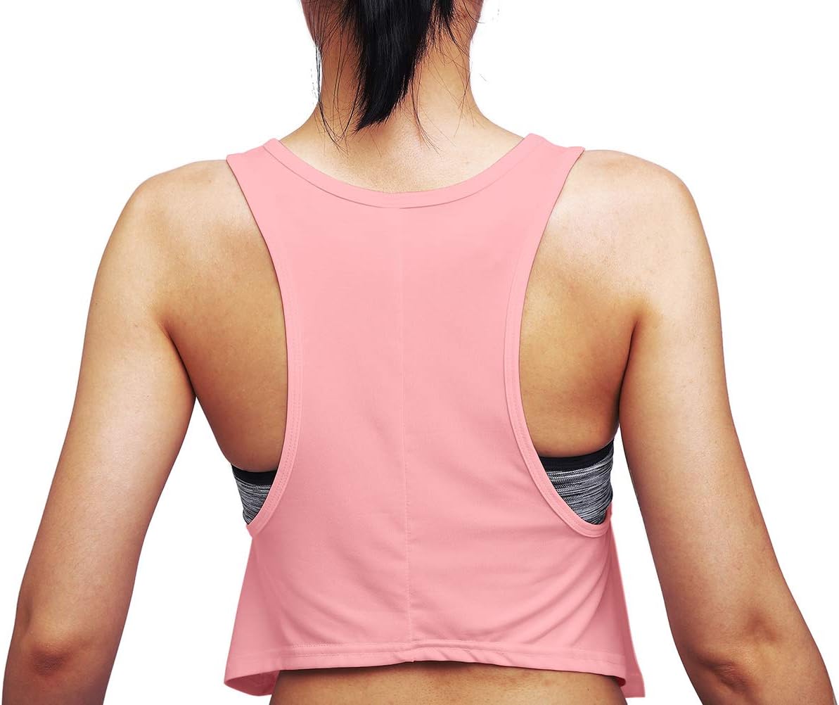 Mippo Womens Workout Racerback Cropped Tank Tops Loose Fit Flowy Athletic Gym Shirts X-Small Dusty Rose