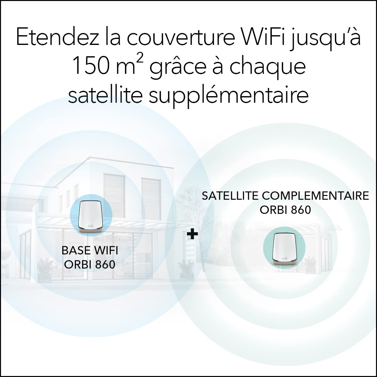 NETGEAR Orbi WiFi 6 Mesh (RBR860) | Systeme Mesh Tri Band | Couverture de 250 m² et 100 appareils | Vitesses jusqu'à 6Gbps (AX6000) | Compatible Toutes Box |Idéal Murs très épais| 1 an Armor Inclus