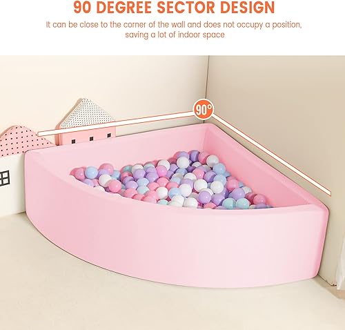 Miniatura 4 de TRENDBOX Bola Pit Memory Foam Pit Soft Pool Fan-Shape Soft Equipment para niños pequeños - Rosa claro (bolas no incluidas)