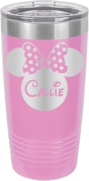 Personalized Girl MOUSE EARS, Minnie Gift - Laser Engraved 20 oz. Polar Camel Suregrip Stainless Steel Tumbler, Drinkware Lavender