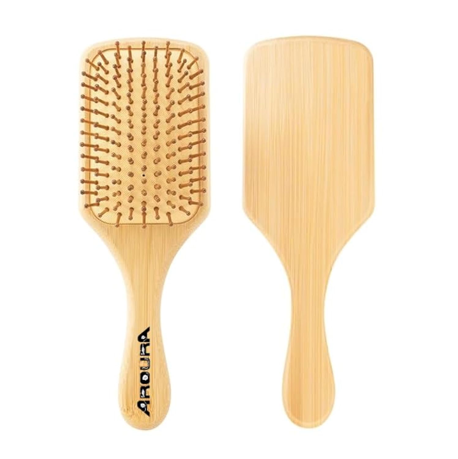 Bamboo Paddle Hair Brush All,Thick -Natural Bamboo Bristles Detangling Hairbrush for Massaging Scalp, Women& Men