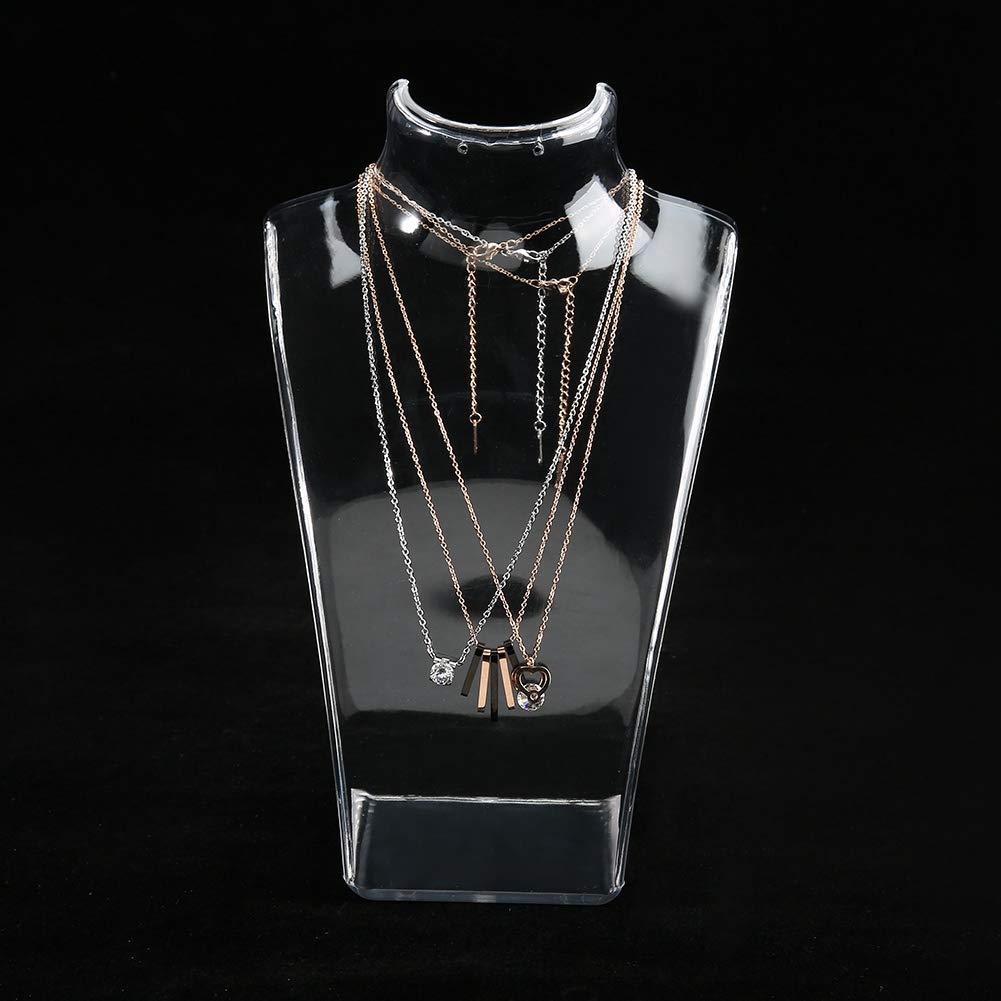 Ccy Jewelry Mannequin Bust Necklace Earring Holder Mannequin Head Bust Stand Model Shop Jewelry Display Rack Retail Store and Home Use Jewelry Display Holder Organizer (Clear)