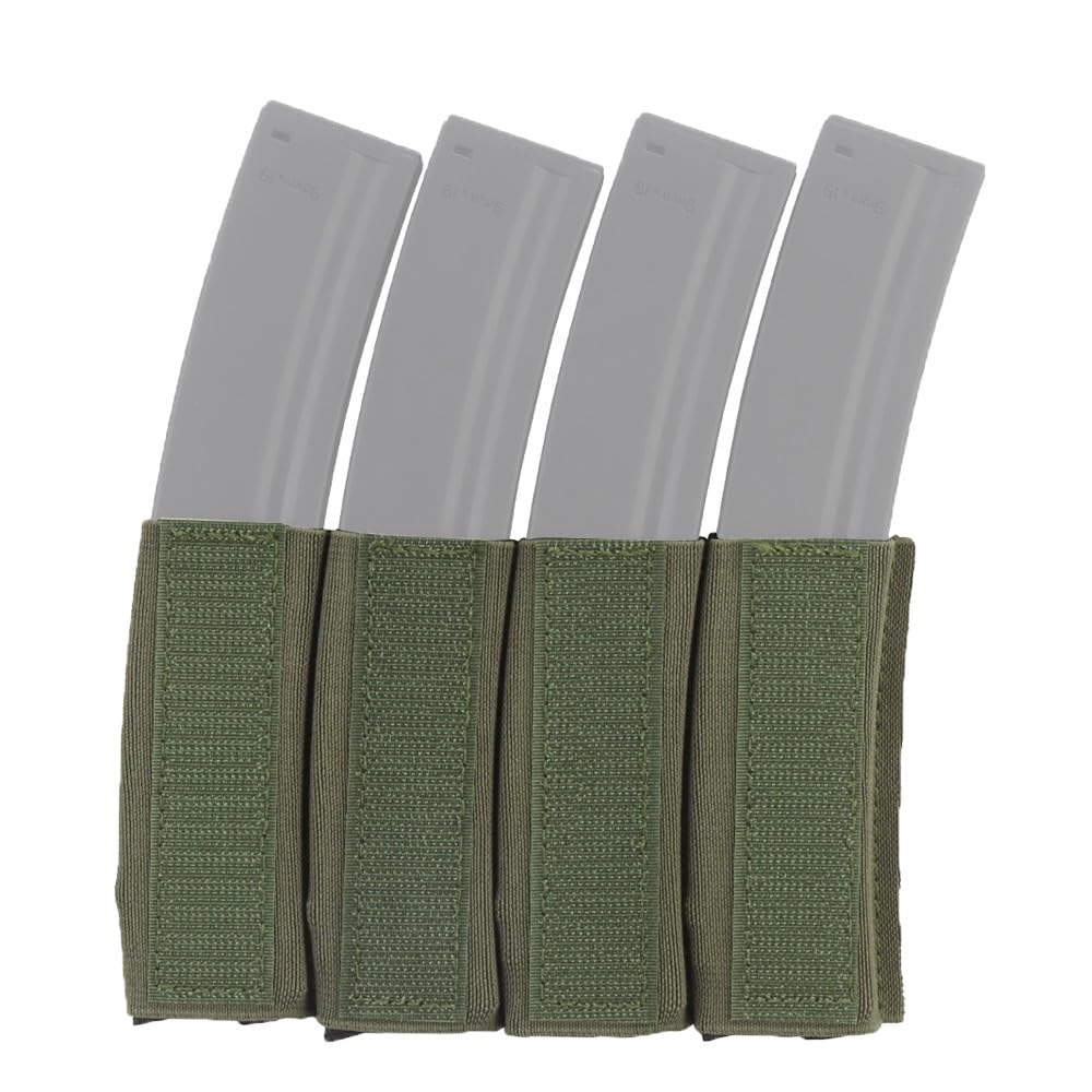ACEXIER MK Tactical Chest Rig Accessories MP5 MP7 Quadruple Magazine Insert Pouch Hunting Vest Elastic Magazine Holder (MP7-Green)
