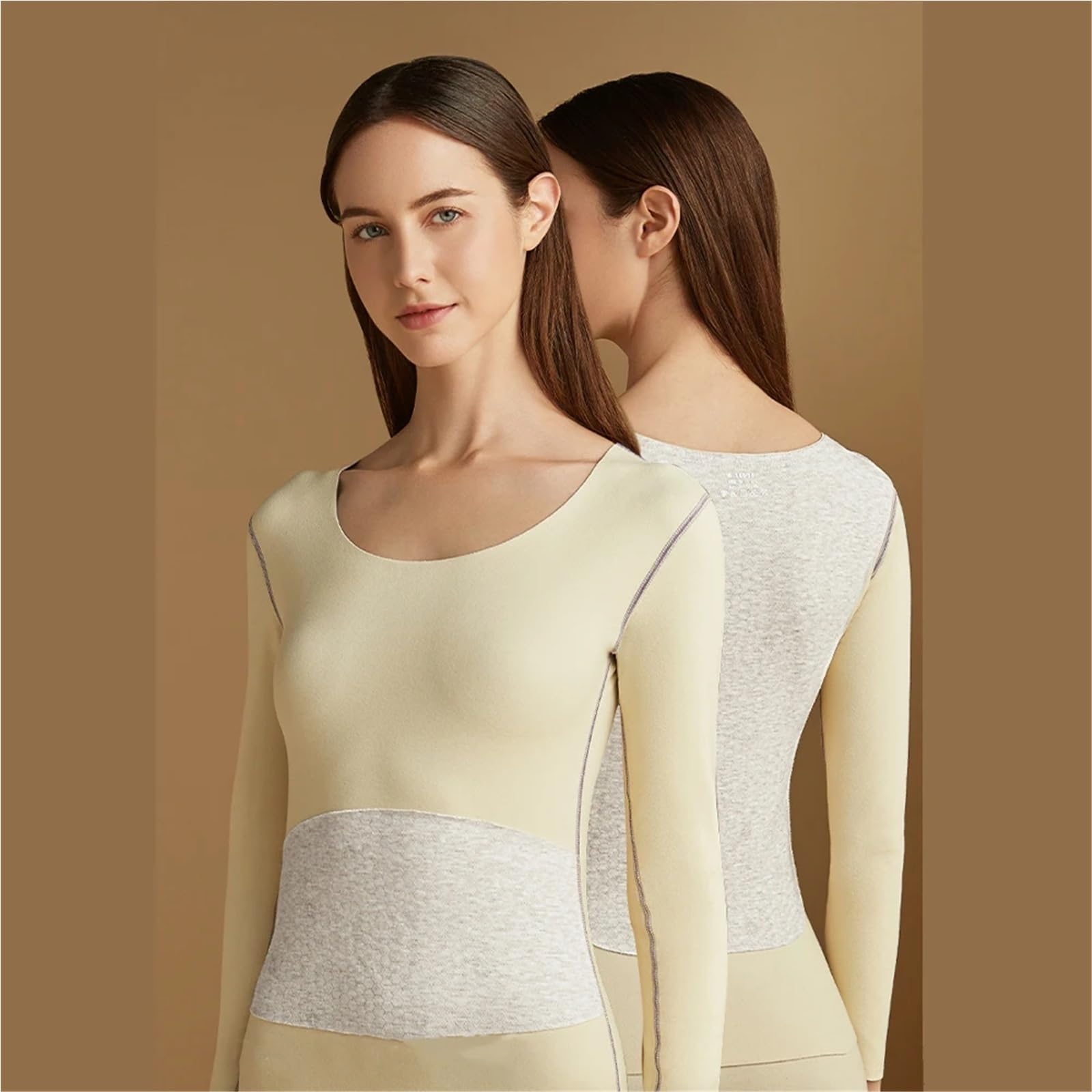 Ropa Interior térmica for Mujer, Ropa de Invierno sin Costuras, Gruesa, Doble Capa, lencería cálida, Conjunto for para Esquí,Moto