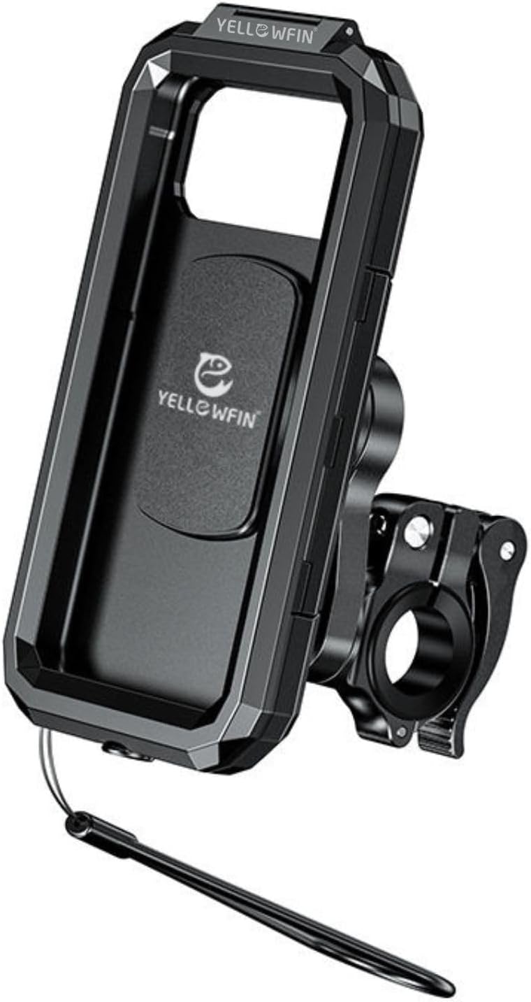 - YELLOWFIN Fully Waterproof Handlebar Quick Release Mobile Phone Holder Mount for Motorcycle | Bike | Scooter | Bicycle | Cycle Ideal for Maps and GPS Navigation (M18L-QD Black)