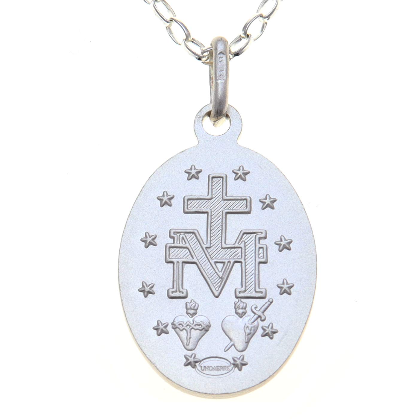 Alexander Castle Solide 925 Sterling Silber Wundertätige Medaille Katholische Halskette - 18mm x 13mm Wundertätige Medaille mit 18" 925 Sterling Silber Kette & Schmuck Geschenk-Box