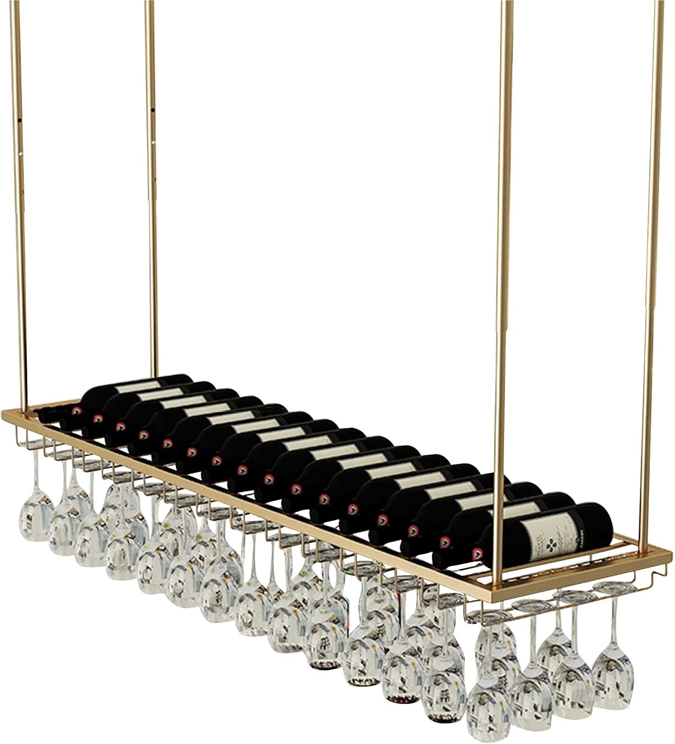 Amazon.com: Ceiling Hanging Bar Unit Hanging Wine Rack Ceiling Glass ...