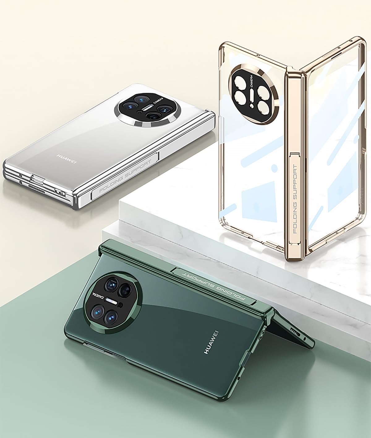Funda COQUE para Huawei Mate X5 Phone Shell,Ultra Delgada Phantom Transparent Colorful Border Case,Funda Plegable del teléfono para Huawei Mate X5-Plata