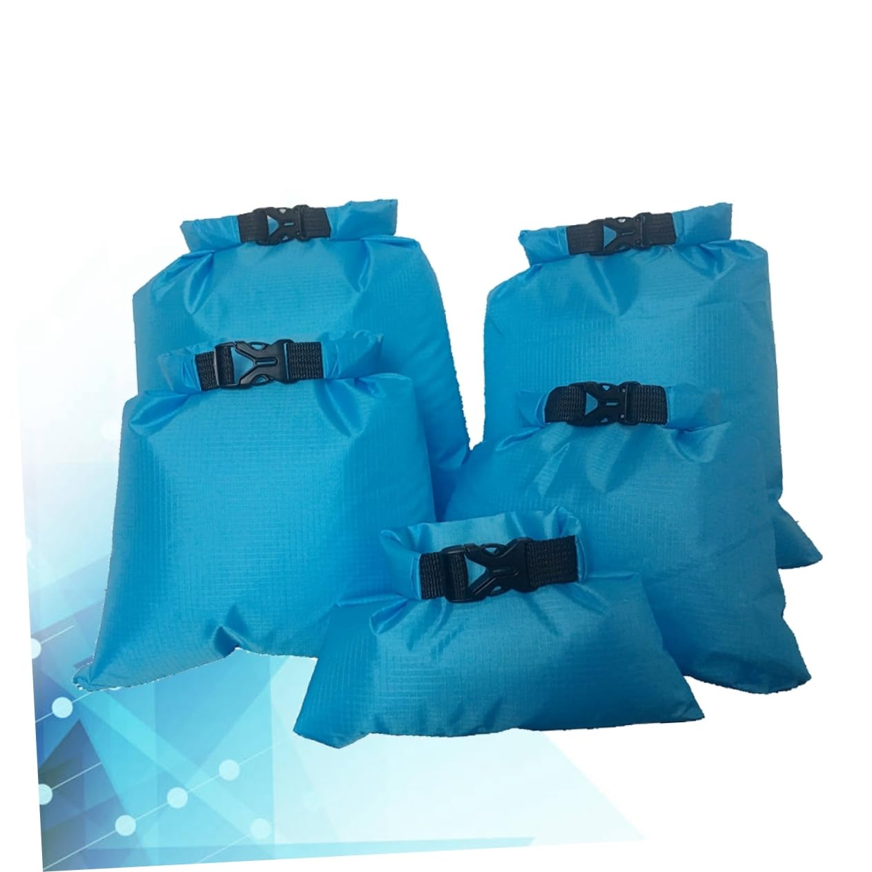 MUSISALY 5Pcs Dry Bags Portable Multifunctional Storage Pouches for Camping Boating Kayaking Rafting Sky Blue for Securely Storing Valuables
