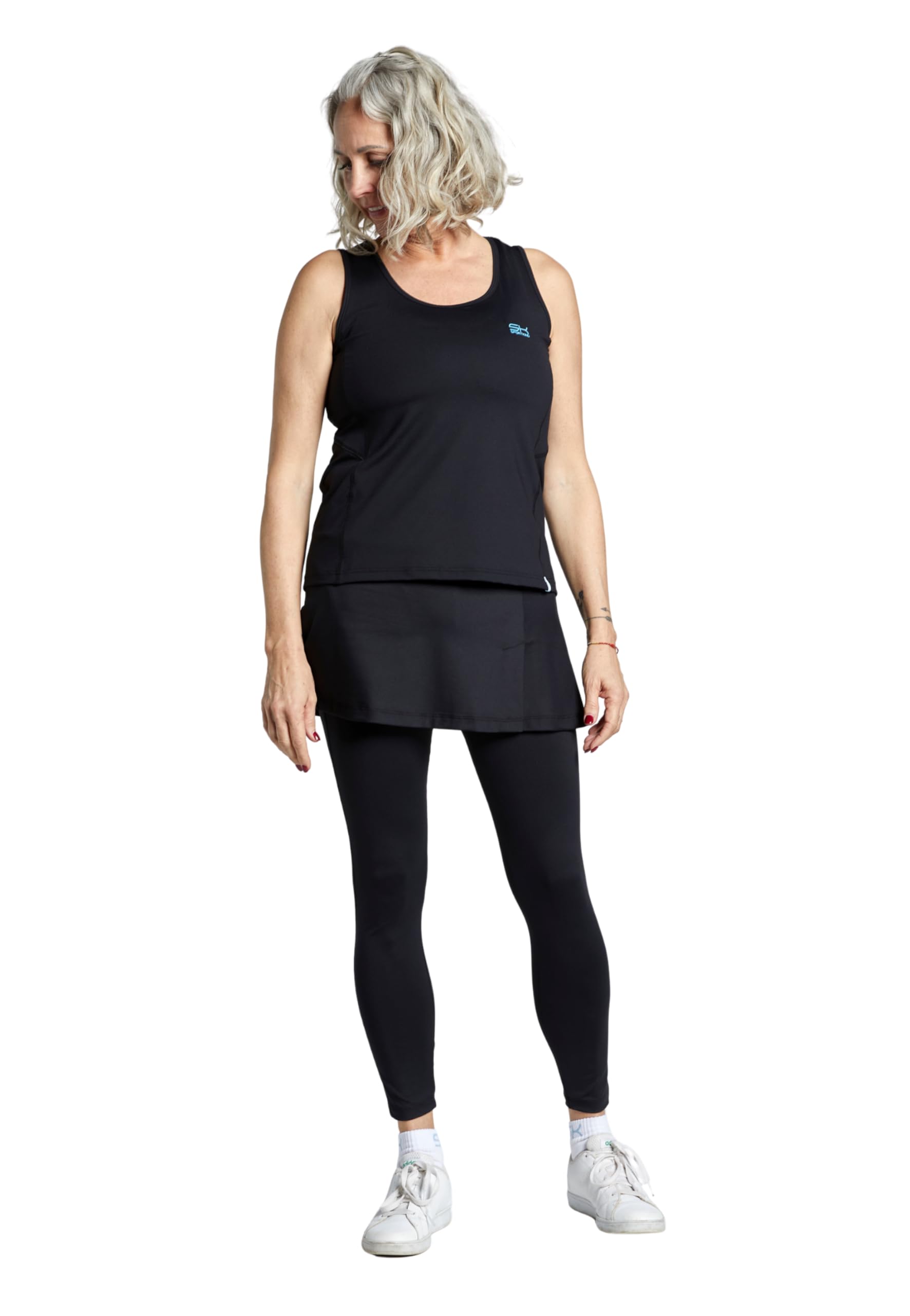 Sportkind Ragazze & Donna 2 in 1 Gonna Tennis con Tasche & Leggings Lunghi, Gonna Pantaloni Yoga con Gonna, Sport Skapri