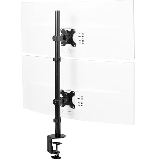 VIVO Dual Vertically Stacked Ultra-Wide Monitor Desk Mount, Extra Tall Heavy Duty Adjustable Stand for 2 Ultrawide Screens up to 45 inches, 25 lbs Per Screen Capacity, Black, STAND-V200R