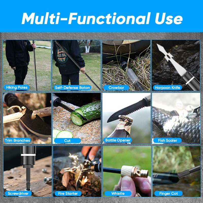 Miniatura 6 de Saker Collapsible Tactical Hiking Trekking Pole, Survival Walking Staff with 7 Multi-Functional Tool, Adjustable Tactical Walking Stick in Aluminum