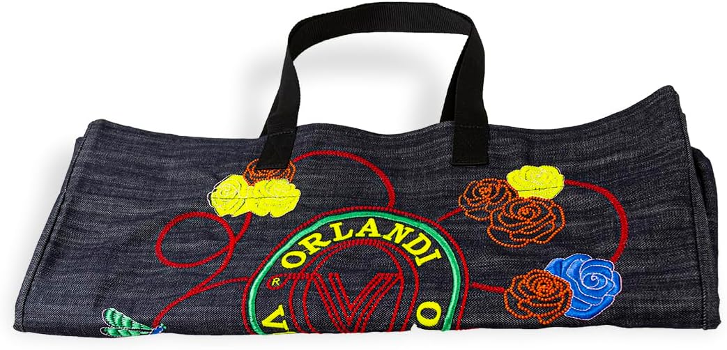 Valentino Orlandi Handbags Purses for Women Embroidered Denim Carryall Tote Purse Italian Designer Large Shoulder Bag