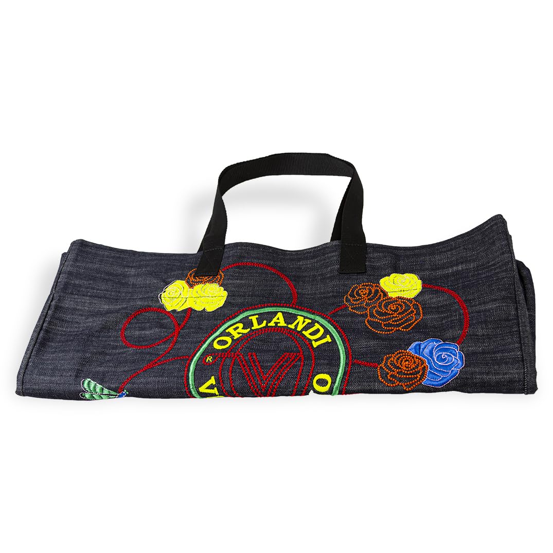 Valentino Orlandi Handbags Purses for Women Embroidered Denim Carryall Tote Purse Italian Designer Large Shoulder Bag