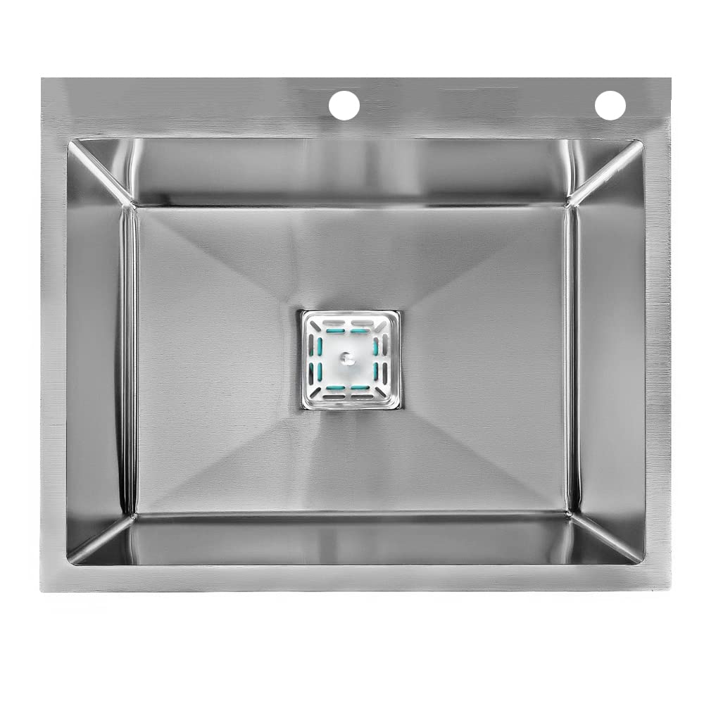 Messina 24" X 18" X 10" Tap Hole Stainless Steel Sink For Kitchen Handmade Sink Single Bowl Matt Silver Finish With Sound Proof Pads|Waste Pipe|Square Coupling|Adjustble Rack (B0C6V1BNJS) Amazon Price History, Amazon Price Tracker