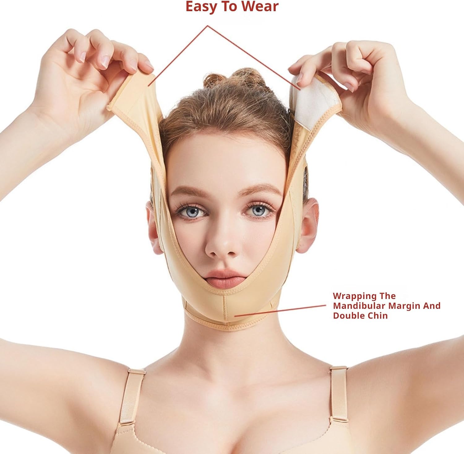 After Liposuction Surgery Neck and Chin Compression Garment Wrap V-Shaped Double Jowl Tightening Cover Strap Bandage