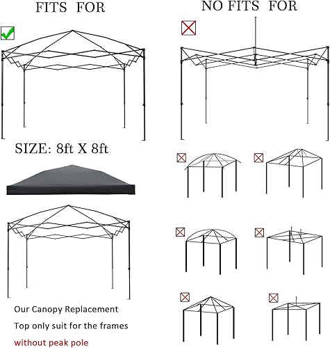 Miniatura 2 de Toldo de repuesto para tienda de campaña desplegable de 8 x 8 pulgadas (solo cubierta superior del toldo), color negro