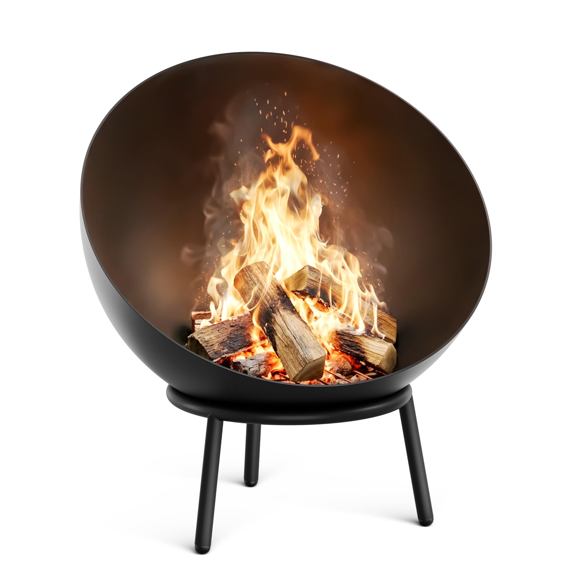 Blumfeldt Fireball 66 cm Brasero Acier 2-en-1 inclinable 3 mm épaisseur Base Stable Grille Cendres tisonnier Housse Protection Pluie