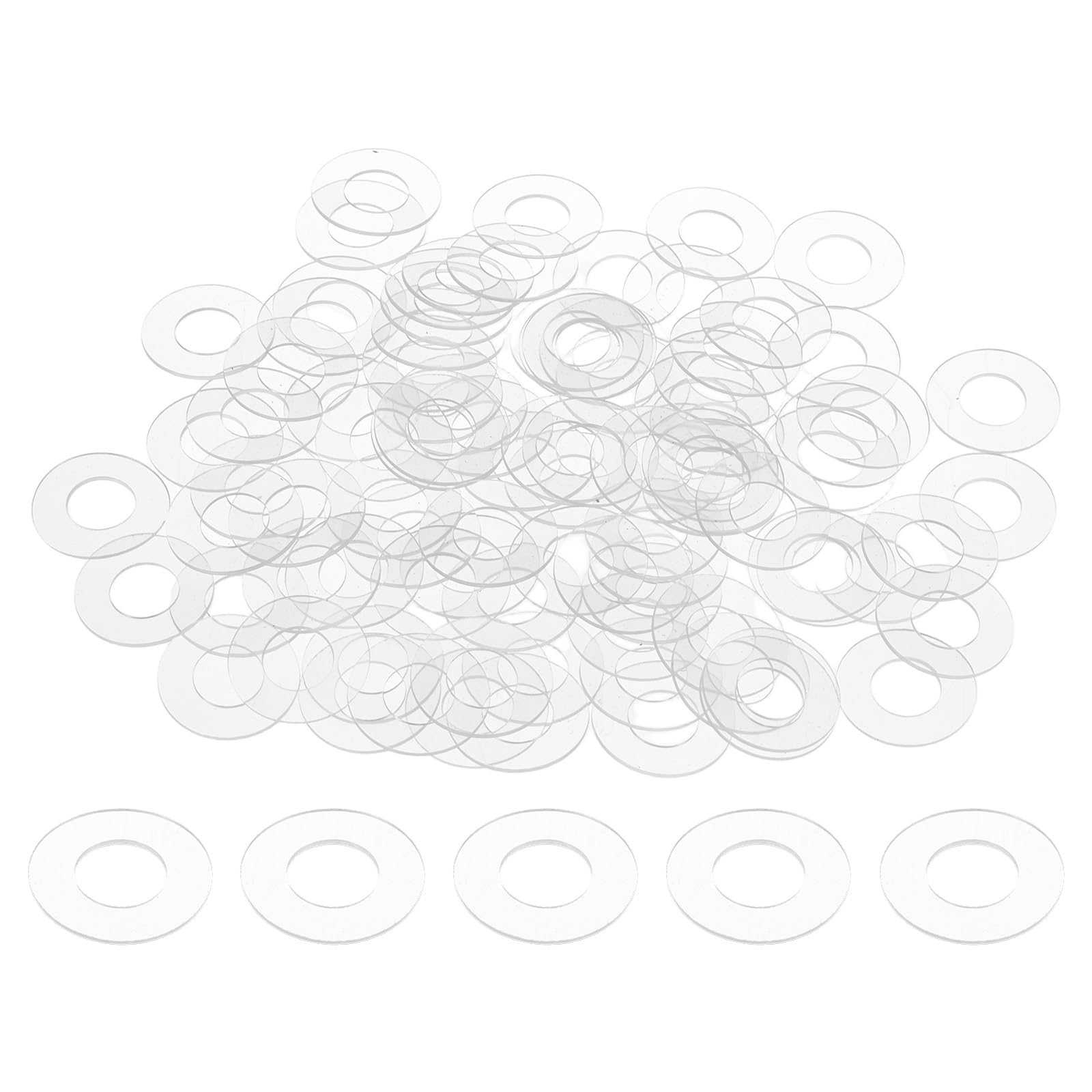 M METERXITY 100-Pack M12 PVC Flat Washers, 12mm ID 24mm OD 1mm Thick Clear Plain Plastic Washer Grommets for Door Handle/Automotive/Bathroom Hardware Replacement, Sealing Spacer Gasket Ring