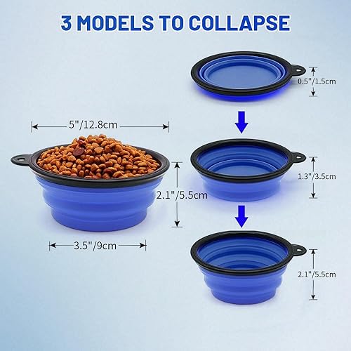 Vista 89 de SLSON - Tazón plegable portátil para perros, gatos y mascotas con 2 mosquetones para paseos, estacionamiento y viajes, para agua y comida