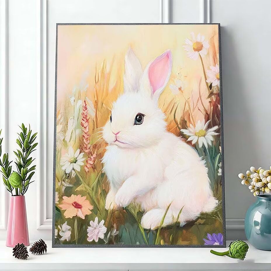 Pintar por Números Adultos para Decorar el Salón Kit de Pintura de Conejo 50x70cm 2