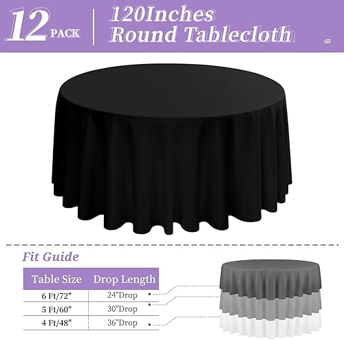 Miniatura 281 de Paquete de 4 manteles redondos blancos de 120 pulgadas – Mantel circular de poliéster para mesa redonda, resistente a las manchas y a las arrugas