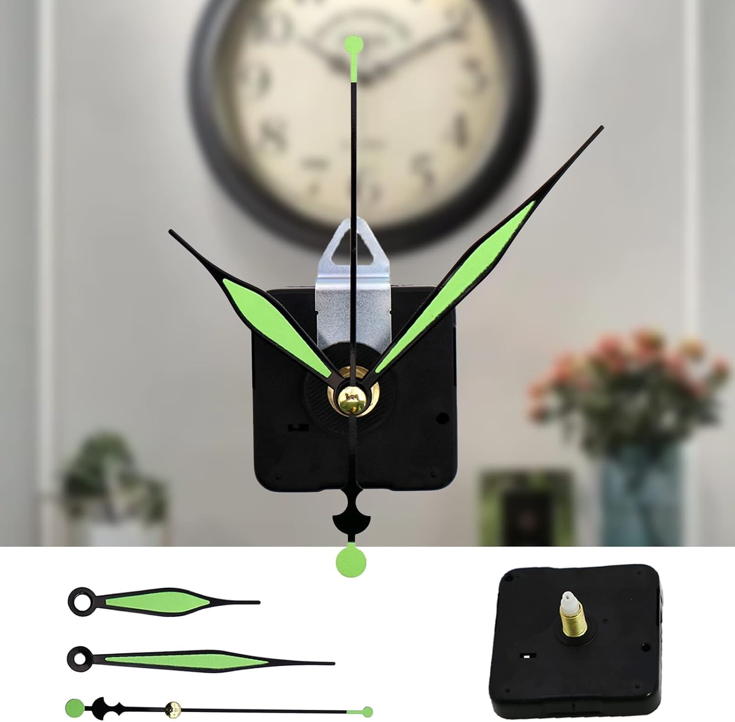 Clock Mechanism Accurate Battery Operated Silent Glow in the Dark Hands Clock Movement Kit DIY Repair Quartz Clock Movement Replacement 3/4 Inch Shaft A