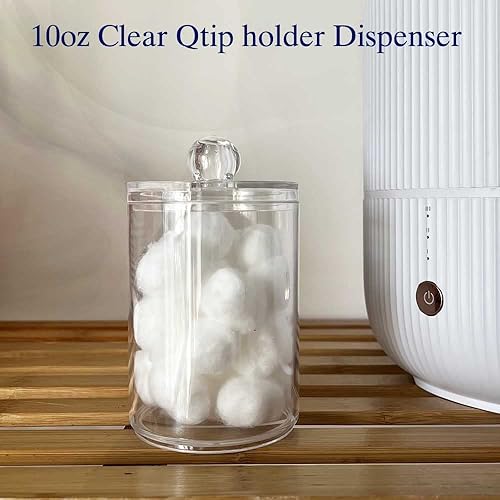 Miniatura 7 de Qtip - Dispensador de soporte para bolas de algodón, hisopo, almohadillas redondas, púas de hilo dental  Juego de tarros de boticario de plástico