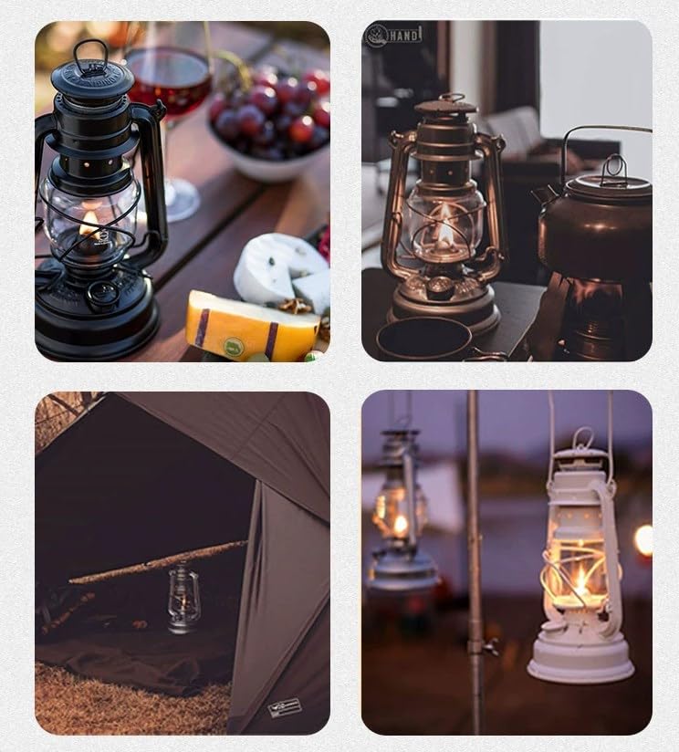 Lanterne Tempête Rétro Noir Relaxdays – Lampe à Pétrole Portable Vintage