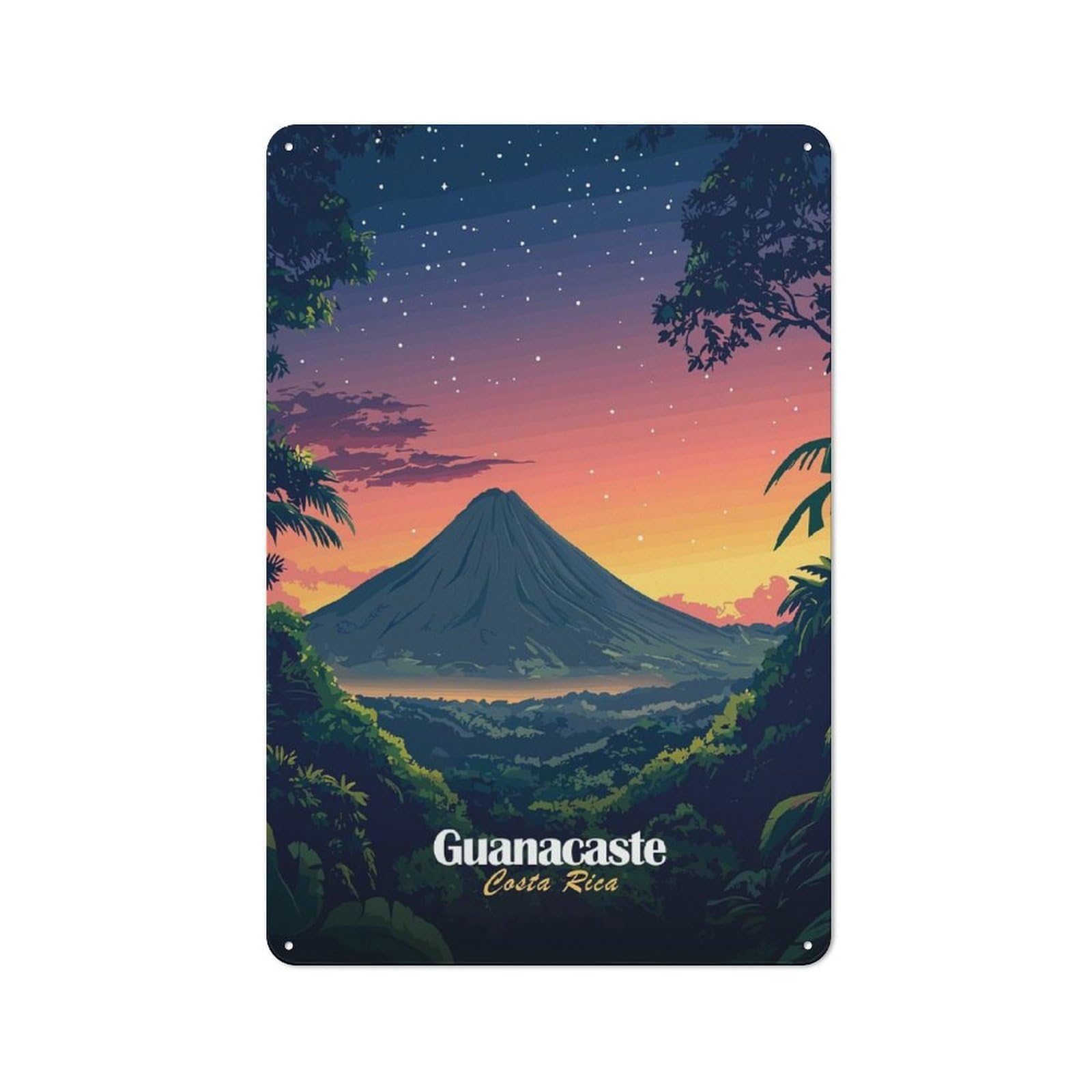 Junmoney Style-1 Metal Wall Sign 30X20cm Featuring Guanacaste Costa Rica Sunset For Café Or Restaurant, For An Autumn Wall Display In Café And Restaurant