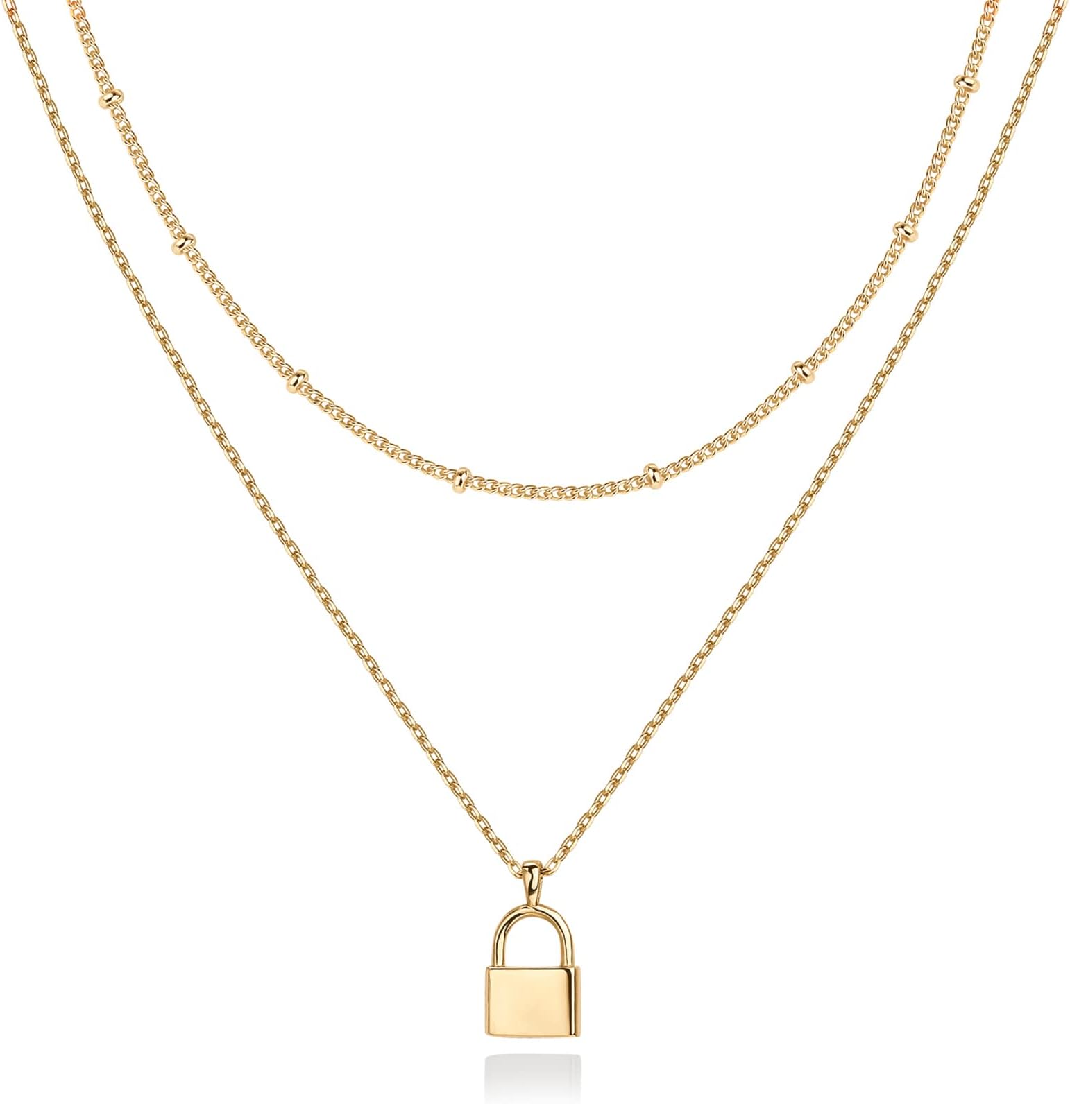14K Gold Plated Layering Necklaces | Stylish Minimalist Design Pendant Necklaces | Butterfly, Heart, Lock, Evil Eye, Coin, Lightning Bolt, Circle, Cross Pendants for Women - Valentines Day Trendy Jewelry