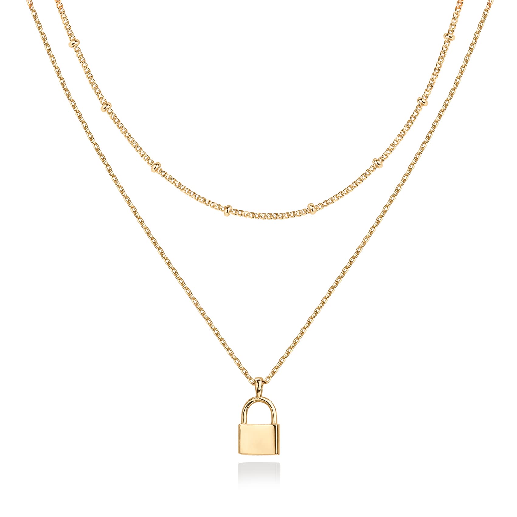 PAVOI14K Gold Plated Layering Necklaces | Stylish Minimalist Design Pendant Necklaces | Butterfly, Heart, Lock, Evil Eye, Coin, Lightning Bolt, Circle, Cross Pendants for Women