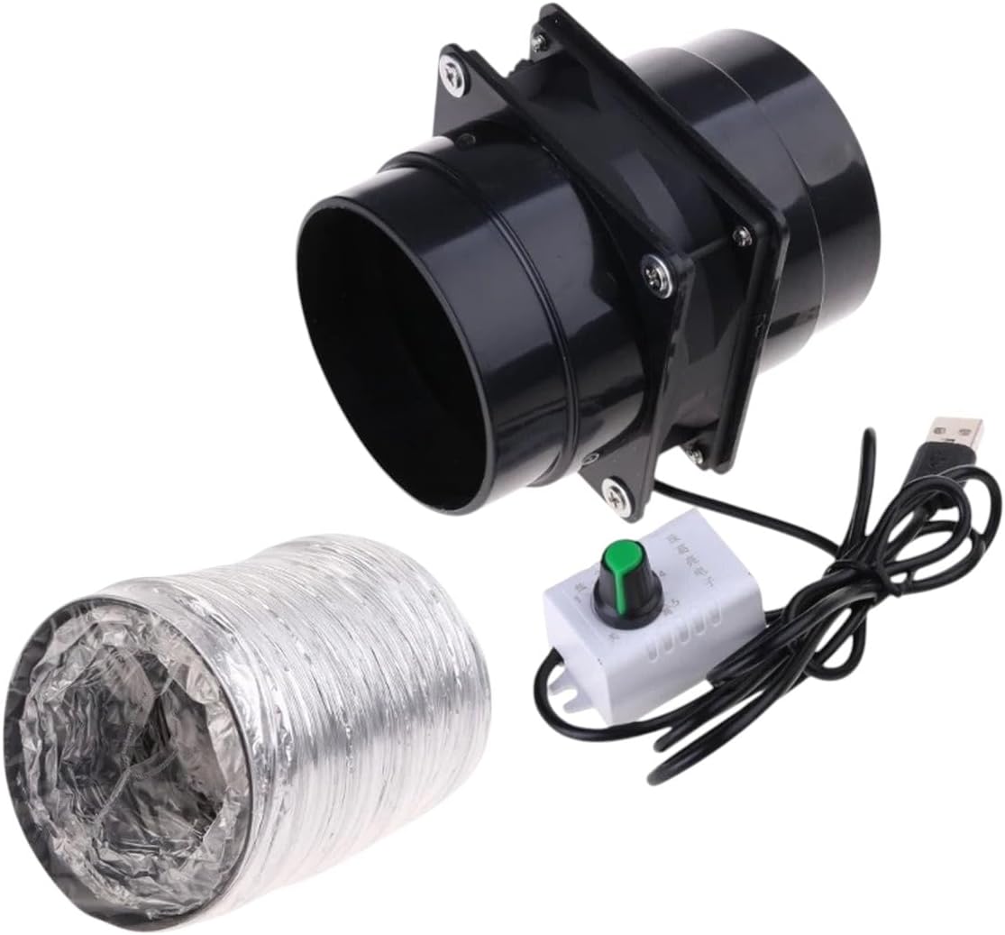 Compact And Portable Fume Extractor Fan With Duct Pipe And Lation Tubing For Kitchen And Bathroom Use - Usb Powered