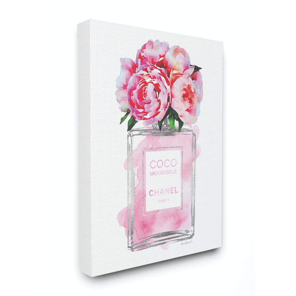 Stupell IndustriesGlam Perfume Bottle V2 Flower Silver Pink Peony Canvas Wall Art, 36 x 48, Design by Artist Amanda Greenwood